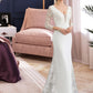 Sylvia Trumpet/Mermaid V-neck Chapel Train Chiffon Wedding Dress With Beading Sequins DLP0013795