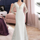 Sylvia Trumpet/Mermaid V-neck Chapel Train Chiffon Wedding Dress With Beading Sequins DLP0013795