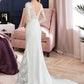 Sylvia Trumpet/Mermaid V-neck Chapel Train Chiffon Wedding Dress With Beading Sequins DLP0013795