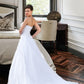 Ansley Ball-Gown/Princess Strapless Chapel Train Satin Organza Wedding Dress With Lace Beading DLP0013796