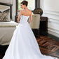 Ansley Ball-Gown/Princess Strapless Chapel Train Satin Organza Wedding Dress With Lace Beading DLP0013796