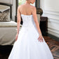 Ansley Ball-Gown/Princess Strapless Chapel Train Satin Organza Wedding Dress With Lace Beading DLP0013796