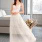 Tiara A-Line V-neck Floor-Length Wedding Dress With Sequins DLP0013797