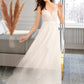 Tiara A-Line V-neck Floor-Length Wedding Dress With Sequins DLP0013797