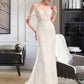 Reina Trumpet/Mermaid V-neck Chapel Train Wedding Dress With Beading Sequins DLP0013802