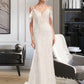 Reina Trumpet/Mermaid V-neck Chapel Train Wedding Dress With Beading Sequins DLP0013802