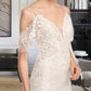 Reina Trumpet/Mermaid V-neck Chapel Train Wedding Dress With Beading Sequins DLP0013802