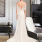 Reina Trumpet/Mermaid V-neck Chapel Train Wedding Dress With Beading Sequins DLP0013802