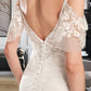 Reina Trumpet/Mermaid V-neck Chapel Train Wedding Dress With Beading Sequins DLP0013802