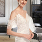 Reina Trumpet/Mermaid V-neck Chapel Train Wedding Dress With Beading Sequins DLP0013802