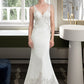 Logan Trumpet/Mermaid V-neck Court Train Stretch Crepe Wedding Dress DLP0013803