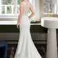 Logan Trumpet/Mermaid V-neck Court Train Stretch Crepe Wedding Dress DLP0013803