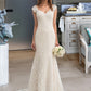 Ciara Trumpet/Mermaid V-neck Court Train Lace Wedding Dress DLP0013804