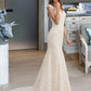 Ciara Trumpet/Mermaid V-neck Court Train Lace Wedding Dress DLP0013804