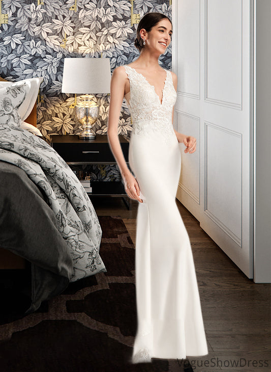 Areli Sheath/Column V-neck Court Train Wedding Dress With Sequins DLP0013807