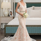 Kassandra Trumpet/Mermaid V-neck Chapel Train Tulle Lace Wedding Dress With Beading DLP0013810