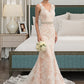 Kassandra Trumpet/Mermaid V-neck Chapel Train Tulle Lace Wedding Dress With Beading DLP0013810