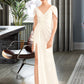 Vivian A-Line V-neck Sweep Train Wedding Dress With Ruffle DLP0013811