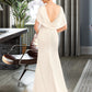 Vivian A-Line V-neck Sweep Train Wedding Dress With Ruffle DLP0013811