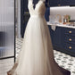 Emerson A-Line V-neck Sweep Train Tulle Wedding Dress DLP0013812