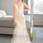 Kim Trumpet/Mermaid V-neck Court Train Wedding Dress With Lace DLP0013814