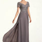 Clara A-line V-Neck Floor-Length Chiffon Lace Mother of the Bride Dress DL126P0014532