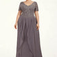 Clara A-line V-Neck Floor-Length Chiffon Lace Mother of the Bride Dress DL126P0014532