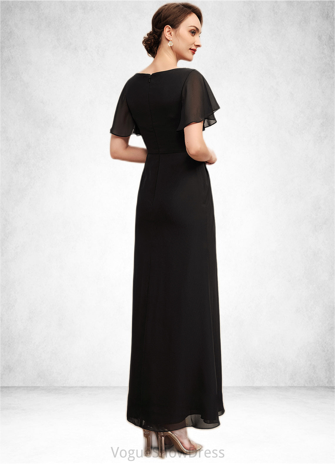 Jayla A-Line Scoop Neck Ankle-Length Chiffon Mother of the Bride Dress With Ruffle Beading DL126P0014533