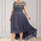 Natasha A-Line Scoop Neck Asymmetrical Chiffon Lace Mother of the Bride Dress With Beading DL126P0014534