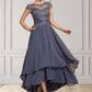 Natasha A-Line Scoop Neck Asymmetrical Chiffon Lace Mother of the Bride Dress With Beading DL126P0014534