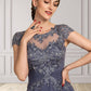 Natasha A-Line Scoop Neck Asymmetrical Chiffon Lace Mother of the Bride Dress With Beading DL126P0014534