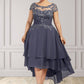 Natasha A-Line Scoop Neck Asymmetrical Chiffon Lace Mother of the Bride Dress With Beading DL126P0014534