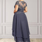 Natasha A-Line Scoop Neck Asymmetrical Chiffon Lace Mother of the Bride Dress With Beading DL126P0014534