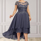 Natasha A-Line Scoop Neck Asymmetrical Chiffon Lace Mother of the Bride Dress With Beading DL126P0014534