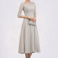 Carleigh A-Line Scoop Neck Tea-Length Chiffon Lace Mother of the Bride Dress With Beading Sequins DL126P0014535