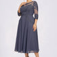 Carleigh A-Line Scoop Neck Tea-Length Chiffon Lace Mother of the Bride Dress With Beading Sequins DL126P0014535