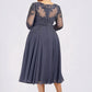 Carleigh A-Line Scoop Neck Tea-Length Chiffon Lace Mother of the Bride Dress With Beading Sequins DL126P0014535