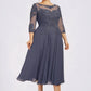 Carleigh A-Line Scoop Neck Tea-Length Chiffon Lace Mother of the Bride Dress With Beading Sequins DL126P0014535