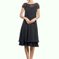 Maleah Empire Scoop Neck Knee-Length Chiffon Mother of the Bride Dress With Beading Sequins DL126P0014537