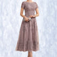 Thirza A-Line Scoop Neck Tea-Length Tulle Lace Mother of the Bride Dress DL126P0014538