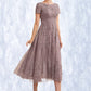 Thirza A-Line Scoop Neck Tea-Length Tulle Lace Mother of the Bride Dress DL126P0014538