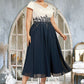 Yareli A-Line V-neck Tea-Length Chiffon Lace Mother of the Bride Dress DL126P0014539