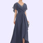 Lilliana A-Line V-neck Asymmetrical Chiffon Mother of the Bride Dress With Beading Sequins DL126P0014541