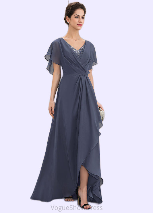 Lilliana A-Line V-neck Asymmetrical Chiffon Mother of the Bride Dress With Beading Sequins DL126P0014541