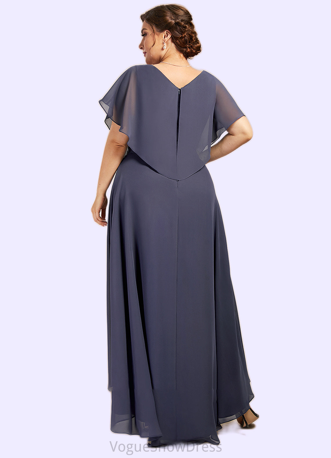 Lilliana A-Line V-neck Asymmetrical Chiffon Mother of the Bride Dress With Beading Sequins DL126P0014541