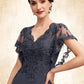 Mylee A-line V-Neck Floor-Length Chiffon Lace Mother of the Bride Dress With Sequins DL126P0014542