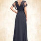 Mylee A-line V-Neck Floor-Length Chiffon Lace Mother of the Bride Dress With Sequins DL126P0014542