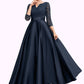 Hillary A-Line V-neck Ankle-Length Satin Lace Mother of the Bride Dress With Beading DL126P0014545