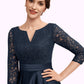 Hillary A-Line V-neck Ankle-Length Satin Lace Mother of the Bride Dress With Beading DL126P0014545