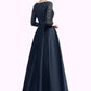 Hillary A-Line V-neck Ankle-Length Satin Lace Mother of the Bride Dress With Beading DL126P0014545